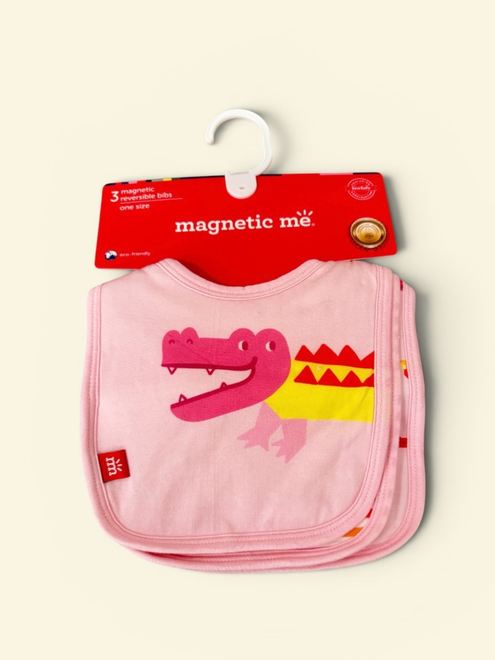 Magnetic Me Pink Crocodile Bibs (3-Pack)